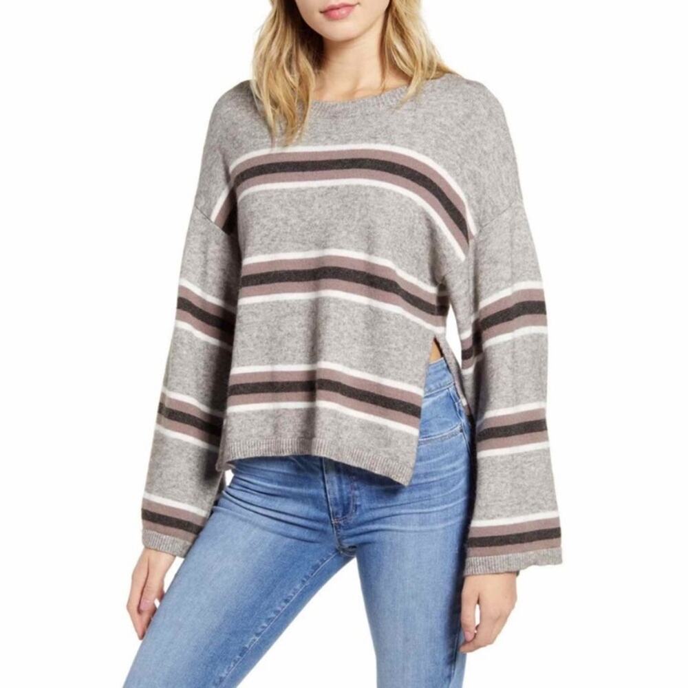 Cupcakes and Cashmere Amour Stripe Bell Sleeve Sweater Size Medium NEW